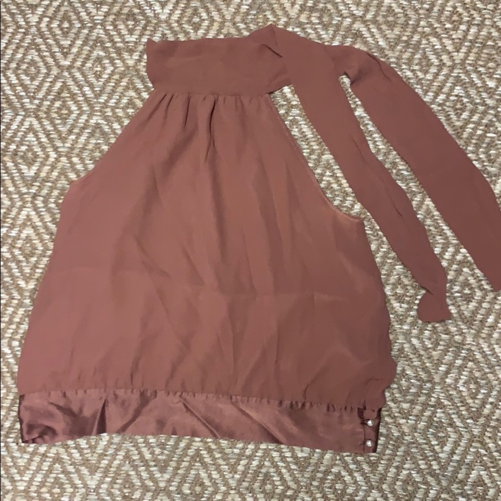 Sleeveless turtleneck - fancy shirt - mauve